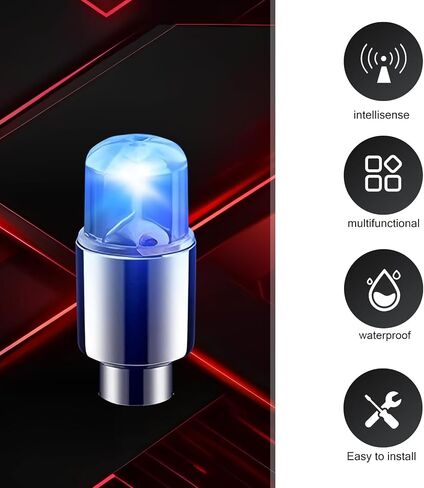 4 PCS LED LED Valve STAL LIGHTS ، وميض 360 درجة فلاش الدوران ، وأضواء عجلة مقاومة للماء للشاحنات ، والسيارات ، وسيارات الدفع الرباعي (الأزرق) in Kuwait