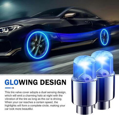 4 PCS LED LED Valve STAL LIGHTS ، وميض 360 درجة فلاش الدوران ، وأضواء عجلة مقاومة للماء للشاحنات ، والسيارات ، وسيارات الدفع الرباعي (الأزرق) in Kuwait