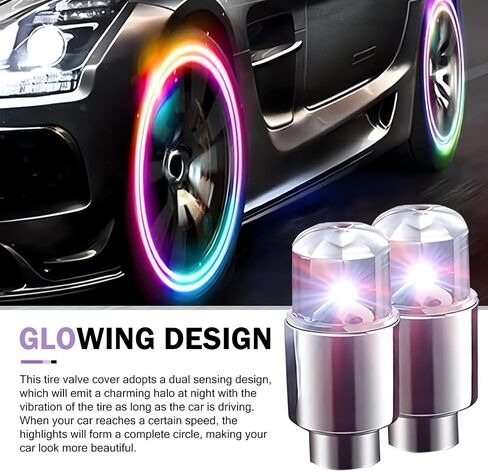 4 PCS LED Tire Valve Stem Cap Lights, 360 Degree Visibility Rotating Flash, Waterproof Wheel Lights for Trucks, Cars, SUVs (Blue) in Saudi Arabia