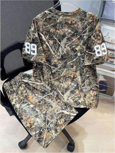 Verdusa Boy's Camo Print Tracksuit Short Sleeve Letter Graphic Tirt Shirt Sets in Saudi Arabia