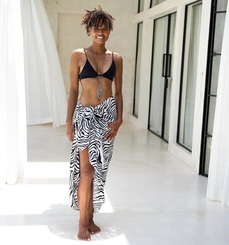 SHU-SHI Women Leopard Print Sarong Pareo Cover Up Bathing Suit Women Animal Beach Wrap Long Pool Trip Resort Skirt in Saudi Arabia