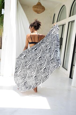 SHU-SHI Women Leopard Print Sarong Pareo Cover Up Bathing Suit Women Animal Beach Wrap Long Pool Trip Resort Skirt in Saudi Arabia