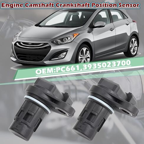 2PCS محرك محرك وظائف الحدبات مستشعر متوافق مع Hyundai Elantra Elantra Coupe Elantra GT Tiburon Tucson - متوافق مع Kia Forte Koup Soul Spectra5 لـ Sportage OE # PC661 3935023700 in Kuwait