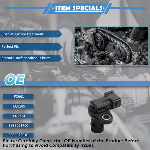 2PCS محرك محرك وظائف الحدبات مستشعر متوافق مع Hyundai Elantra Elantra Coupe Elantra GT Tiburon Tucson - متوافق مع Kia Forte Koup Soul Spectra5 لـ Sportage OE # PC661 3935023700 in Kuwait