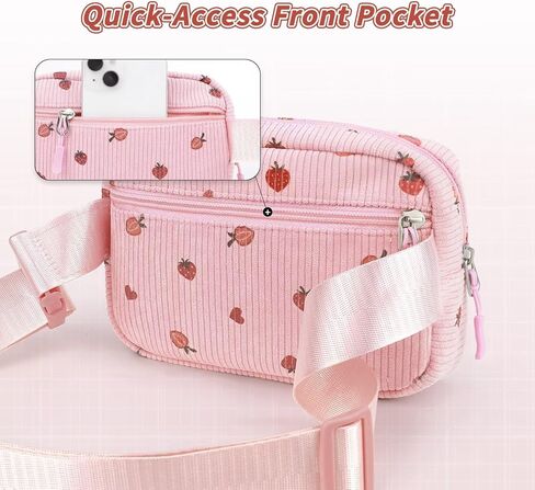 Yoolife Cherry Fanny Pack for Girls - محفظة للفتيات في سن المراهقة Kids Belt Bag Bag Crossbody Fashion Pack Pack Travel Hiking Cycling Running (Beige) in Kuwait