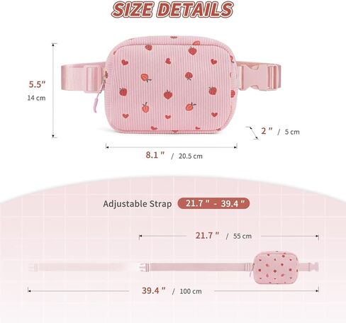 Yoolife Cherry Fanny Pack for Girls - محفظة للفتيات في سن المراهقة Kids Belt Bag Bag Crossbody Fashion Pack Pack Travel Hiking Cycling Running (Beige) in Kuwait