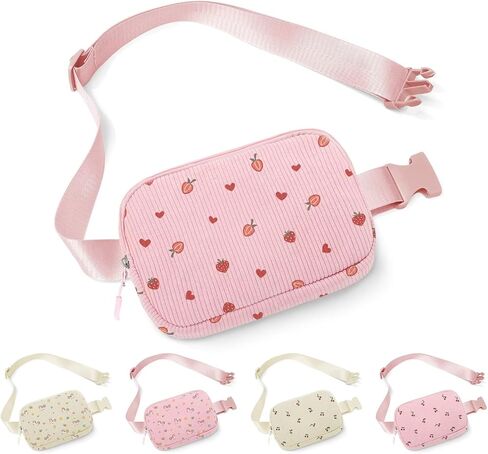 YOOLIFE Cherry Fanny Pack for Girls - Purse for Teen Girls Kids Belt Bag Crossbody Bag Fashion Waist Pack Travel Hiking Cycling Running (Beige) in Saudi Arabia