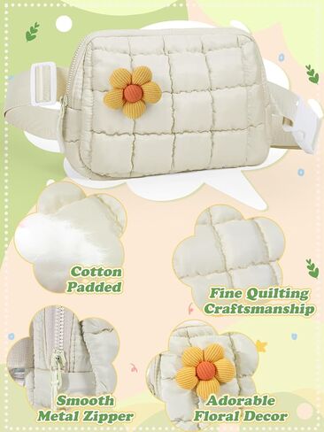 حقيبة Crossbody منتفخة للفتيات - 4 5 6 7 8 9 10 11 12 12 سنة هدية عيد ميلاد ، عودة إلى المدرسة فاني حزمة للفتيات محافظ حقيبة حزام لطيف للعصرية للمراهقين ابنة الابنة ، أخت بيج ، بيج in Kuwait