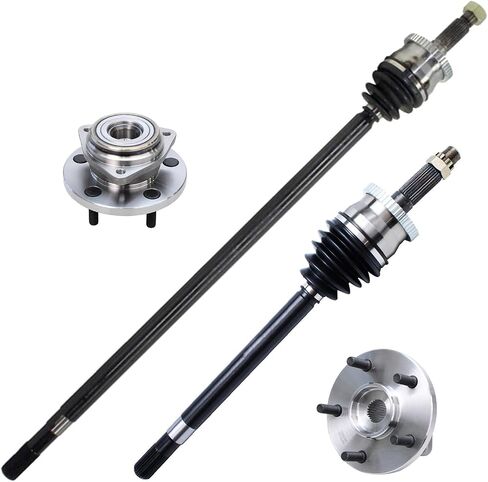 Detroit Axle - AWD Front 4PC CV Axles Kit لـ 99-04 Jeep Grand Cherokee ، 2 Wheel Bearing and Hubs 2 CV Axlements 1999 2000 2001 2002 2003 2004 replication in Saudi Arabia