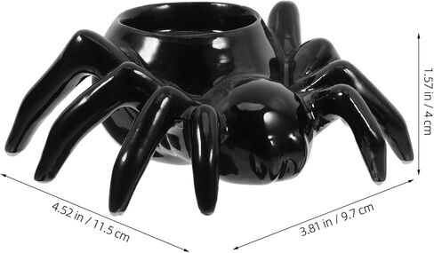 Halloween Ceramic Candle Holder Design Black Spidider لـ Table Counte و Decor Indoor ، Tealight Candlestick لزينة الحفلات ، 4.52 × 3.81 × 1.57 بوصة in Saudi Arabia