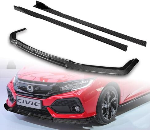 3PCS Front Bumper Lip Kit fit for compatible with 2016-2021 Honda Civic, Sport-Style Splitter Trim Protection Spoiler, Air-Dam-Chin-Diffuser (Painted Black) in Saudi Arabia