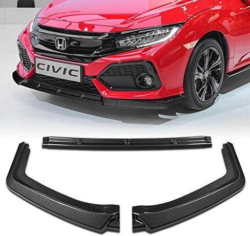 3PCS Front Bumper Lip Kit fit for compatible with 2016-2021 Honda Civic, Sport-Style Splitter Trim Protection Spoiler, Air-Dam-Chin-Diffuser (Painted Black) in Saudi Arabia