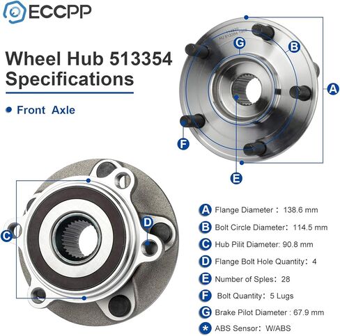 ECCPP Wheel Hub and Bearing Assembly Front 513354 fit For 2014-2017 For Mazda 3 2016-2017 For Mazda CX-3 Replacement For 5 Lugs Wheel Bearing Hubs 2 pcs in Saudi Arabia