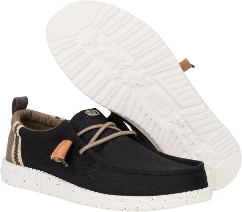 Heydude Wally Craft Linen Black/Walnut Size 9 ، أحذية الرجال ، المتسكعون للرجال ، مريح وخفيف الوزن in Kuwait