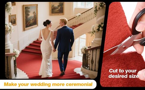 3x10 ft Heavy-Duty Red Carpet Runner with Non-Slip Rubber Backing - 1000 GSM Extra Thick Premium Aisle Rug for Weddings, Proposals, Hollywood-Style Runways & Event Decorations in Saudi Arabia