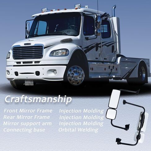 مرآة الباب تناسب مرآة جانبية للشاحنة Freightliner Century 2007 مع تسخين كهربائي (كروم (فضي)، يمين) in Kuwait