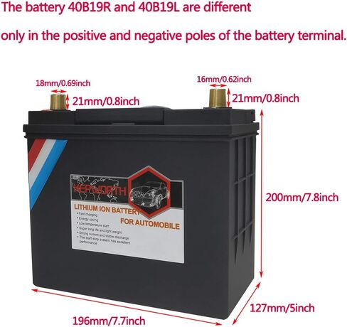 Replacement 40ah Lead Acid Battery 40B19R Automobile Battery LiFePO4 Universal 12v 22Ah 680CCA Lithium Iron Phosphate Built-in BMS Protection Board Deep Cycle LFP in Saudi Arabia