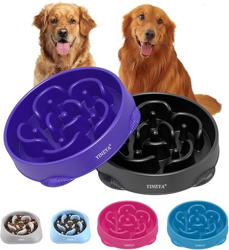 4 Cups Slow Feeder Dog Bowls Large Breed, Anti-Slip Dog Slow Feeder Bowl, Large Dog Bowl Slow Feeder, Maze Dog Food Bowl Slow Feeder, Dog Puzzle Feeder, Slow Eating Dowl Bowl (Dark Blue) in Saudi Arabia