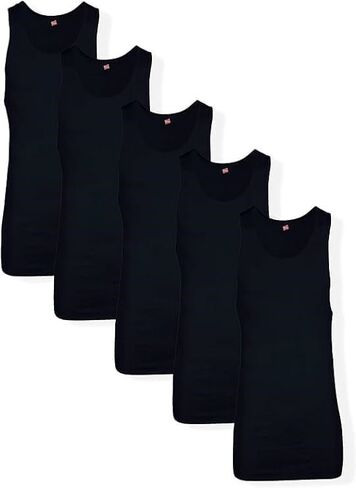 Hanes Men's 5-Pack ComfortBlend Tank with FreshIQ, Black, X-Large in Saudi Arabia
