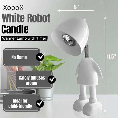مصباح شمعة روبوت خضراء Xooox مع Timer - مكتب المكاتب والبالغين والبنين ومصباح ديكور غرفة نوم ؛ ديكور غرفة الألعاب الجمالية. متعة رجل كهف بارد. روبوت معطرة شمعة موزع in Kuwait