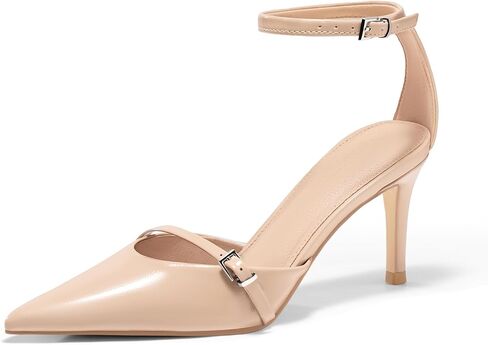 Coutgo Womens Stiletto High Heels Closed Pointed Toe Ankle Buckle Strap Sexy Pumps Wedding Party Dress Shoes in Saudi Arabia