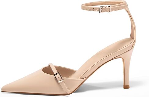 Coutgo Womens Stiletto High Heels Closed Pointed Toe Ankle Buckle Strap Sexy Pumps Wedding Party Dress Shoes in Saudi Arabia