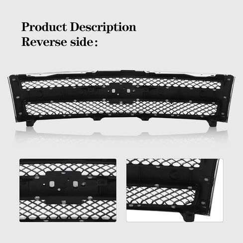 Perfit Liner Front Chrome Black Grille Grille مع توفير شعار متوافق مع 2007-2013 شيفروليه سيلفرادو 1500 بيك آب شاحنة تناسب GM1200572 25810707 in Kuwait