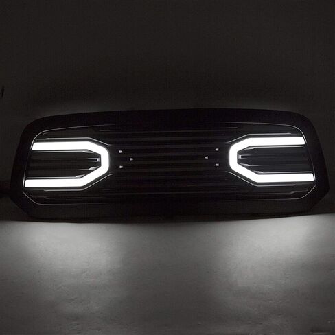 Hecasa Front Big Horn Grille Grille Shell متوافق مع 2013-2018 Dodge RAM 1500 (W/Light) Black in Saudi Arabia