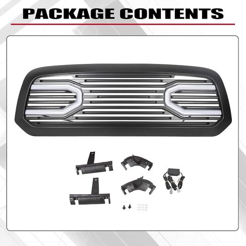 Hecasa Front Big Horn Grille Grille Shell متوافق مع 2013-2018 Dodge RAM 1500 (W/Light) Black in Saudi Arabia