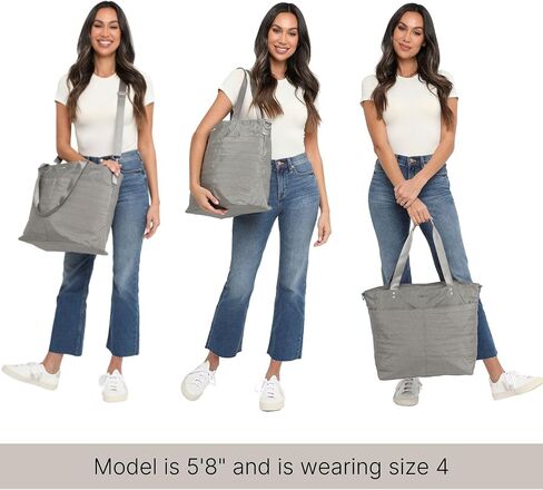 Large Carryall Tote Bag for Women - Lightweight Nylon Zipper Top Weekender Travel Beach Bag Personal Item w/Luggage Sleeve in Saudi Arabia