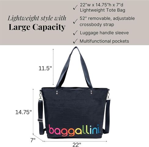 Large Carryall Tote Bag for Women - Lightweight Nylon Zipper Top Weekender Travel Beach Bag Personal Item w/Luggage Sleeve in Saudi Arabia