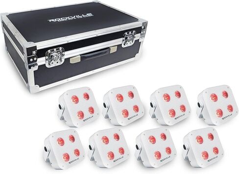 Rockville 8 Pack MINI RF4 V2 Black LED Par Wash Up Lights with Charging Case, RGBWA+UV, App, Wireless DMX, Rechargeable, Perfect for DJ/Events in Saudi Arabia