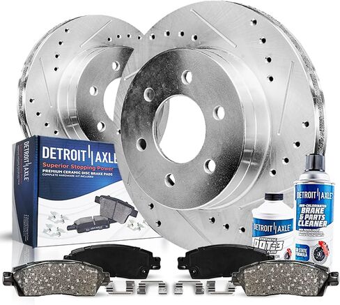 Detroit Axle - مجموعة الفرامل الأمامية لـ 4WD CHEVY GMC K1500 K2500 Pickup Suburban Tahoe Yukon Escalade حفرها ودوارات الفرامل ذات الفترة الزمنية البديلة: 11.62 "بوصة أمامية دوارات أمامية in Saudi Arabia