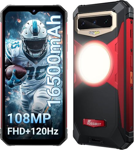 FOSSIBOT F102 هاتف ذكي متين غير مقفل، MTK Helio G99 20GB+256GB كاميرا 108 ميجابكسل 16500 مللي أمبير بطارية كبيرة 33 وات 120 هرتز 6.58 بوصة FHD+ عرض 495LM ضوء تخييم IP68/IP69K رؤية ليلية 4G ثنائي الشريحة NFC OTG GPS in Saudi Arabia