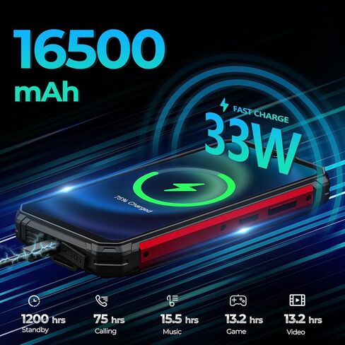 FOSSIBOT F102 هاتف ذكي متين غير مقفل، MTK Helio G99 20GB+256GB كاميرا 108 ميجابكسل 16500 مللي أمبير بطارية كبيرة 33 وات 120 هرتز 6.58 بوصة FHD+ عرض 495LM ضوء تخييم IP68/IP69K رؤية ليلية 4G ثنائي الشريحة NFC OTG GPS in Saudi Arabia
