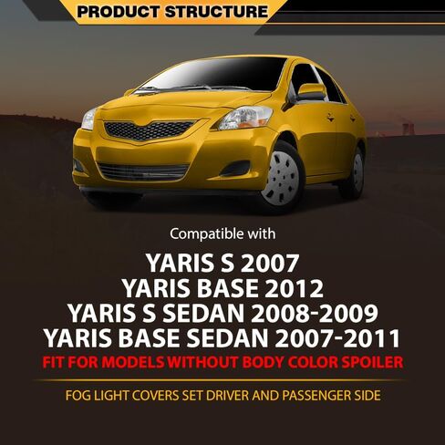 يغطي ضوء الضباب متوافق مع Toyota Yaris 2007-2012 ، مناسبًا للنماذج بدون سائق المفسد بالألوان وجانب الراكب 5212752390 ، 5212852100 ، TO2599105 ، TO2598105 in Kuwait