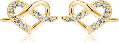 Reffeer Solid 925 Sterling Silver Cz infinity Heart Stud أقراط للنساء في سن المراهقة حب القلب الأقراط in Saudi Arabia