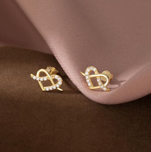 Reffeer Solid 925 Sterling Silver Cz infinity Heart Stud أقراط للنساء في سن المراهقة حب القلب الأقراط in Saudi Arabia