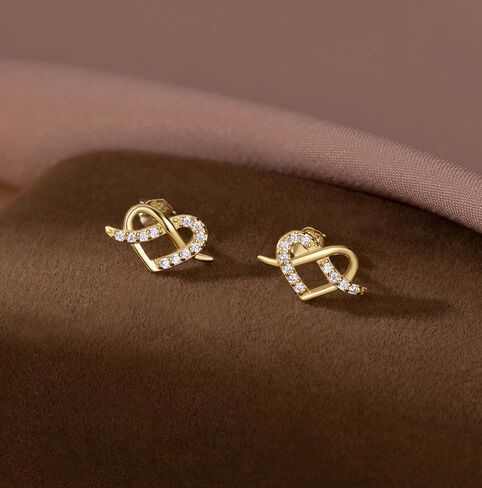 Reffeer Solid 925 Sterling Silver Cz infinity Heart Stud أقراط للنساء في سن المراهقة حب القلب الأقراط in Saudi Arabia