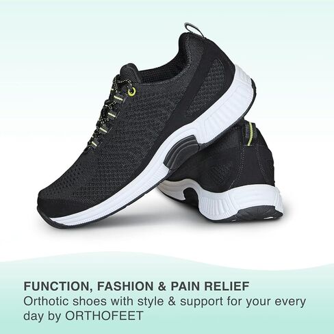 Orthofeet Women's Coral Walking Shoe, Athletic, Black, 9 X-Wide in Saudi Arabia