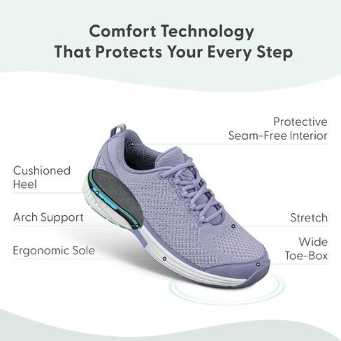 Orthofeet Women's Coral Walking Shoe, Athletic, Black, 9 X-Wide in Kuwait