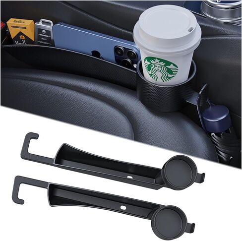 Dual Slot Car Seat Gap Organizer with Cup Holder, Universal Auto Gap Filler Strip 2 Pack with Seat Belt Holes, Carseat Side Gap Guard Spacer Accessories to Fill The Space Between Front Seat & Console in Kuwait