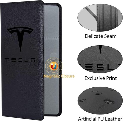 حامل بطاقة التسجيل والتأمين لنموذج Tesla Y 3 S X ، تخزين رخصة القيادة ، البطاقات ، المستندات ، Tesla Model Y 3 X S الملحقات 2025 2024 2023 Black in Kuwait