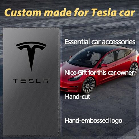 حامل بطاقة التسجيل والتأمين لنموذج Tesla Y 3 S X ، تخزين رخصة القيادة ، البطاقات ، المستندات ، Tesla Model Y 3 X S الملحقات 2025 2024 2023 Black in Kuwait