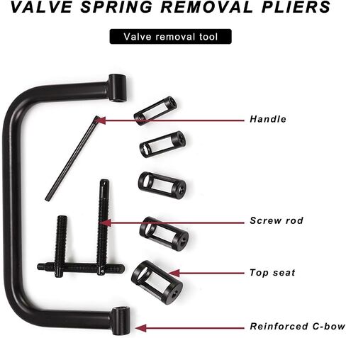 Valve Spring Compressor C Clamp Service Kit, Valve Spring Clamp with Collet Pusher Adapters Extension Rods, Auto Compression C-Clamp Kit for Motorcycle ATV Car Small Engines in Saudi Arabia