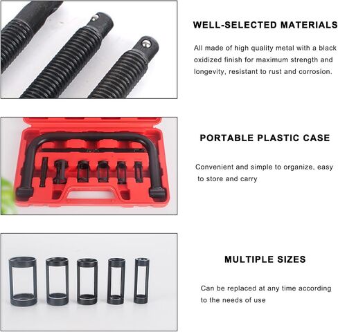 Valve Spring Compressor C Clamp Service Kit, Valve Spring Clamp with Collet Pusher Adapters Extension Rods, Auto Compression C-Clamp Kit for Motorcycle ATV Car Small Engines in Saudi Arabia
