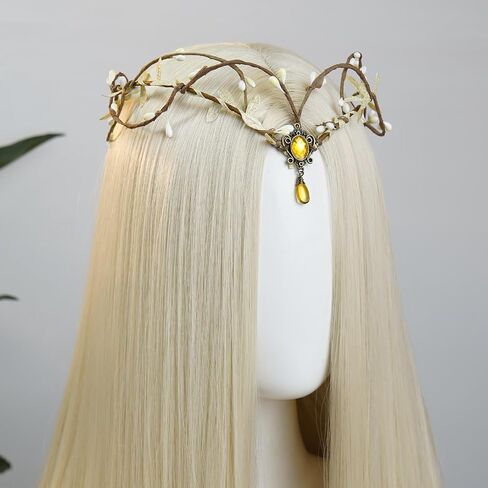 Mostory Woodland Fairy Crown for Women - Forest Elf Headpiece لأزياء النهضة في العصور الوسطى Renfaire Cosplay التقاط الصور in Saudi Arabia