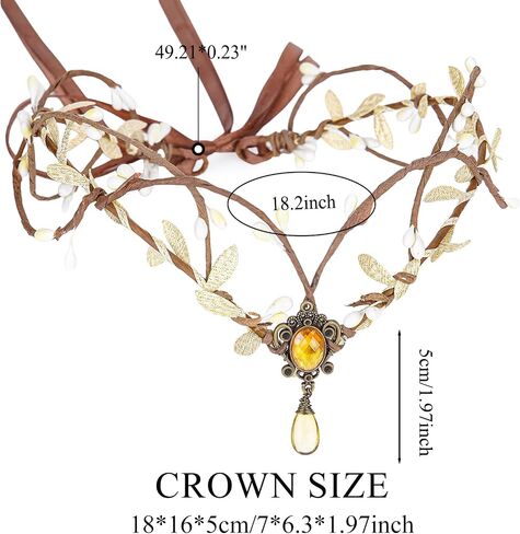 Mostory Woodland Fairy Crown for Women - Forest Elf Headpiece لأزياء النهضة في العصور الوسطى Renfaire Cosplay التقاط الصور in Saudi Arabia