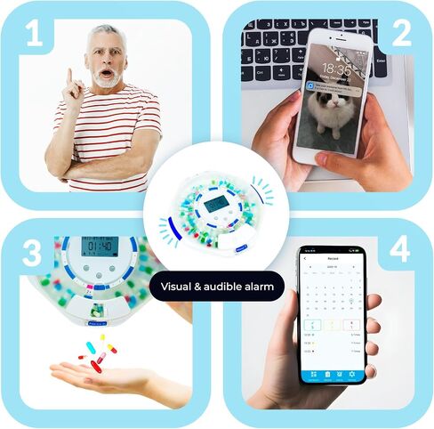 Adamson TimelyMed Smart Pill Dispenser Machine with Alarm + WiFi App Monitoring + 28 Day Medicine Dispenser + Automatic Pill Dispenser for Elderly with Alarm & Alzheimers Care + Lock Key + NEW 2024 in Saudi Arabia