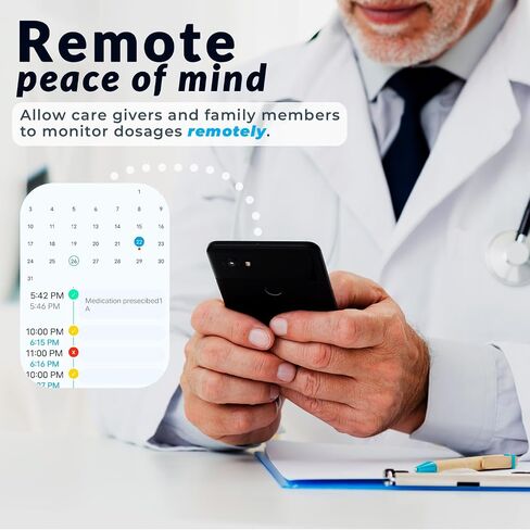Adamson TimelyMed Smart Pill Dispenser Machine with Alarm + WiFi App Monitoring + 28 Day Medicine Dispenser + Automatic Pill Dispenser for Elderly with Alarm & Alzheimers Care + Lock Key + NEW 2024 in Saudi Arabia